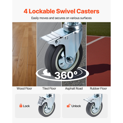 Πολυθρόνα Κομοδίνου VEVOR με 4 Ρόδες, Υπερυψωμένο Κάθισμα Τουαλέτας 4 σε 1, 135 κιλά