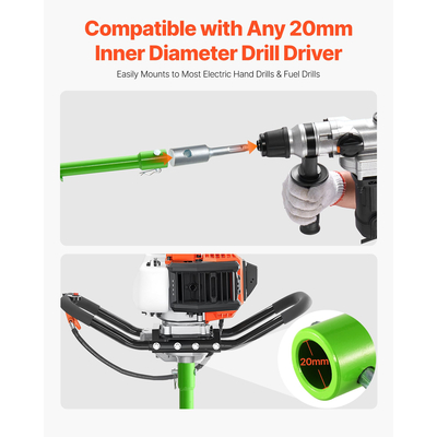 Τρυπάνι VEVOR με τρυπάνι 1,57 x 31,1 ίντσες, εργαλείο φύτευσης με σπειροειδή στύλο