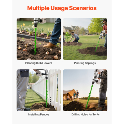 Τρυπάνι VEVOR με τρυπάνι 1,57 x 31,1 ίντσες, εργαλείο φύτευσης με σπειροειδή στύλο