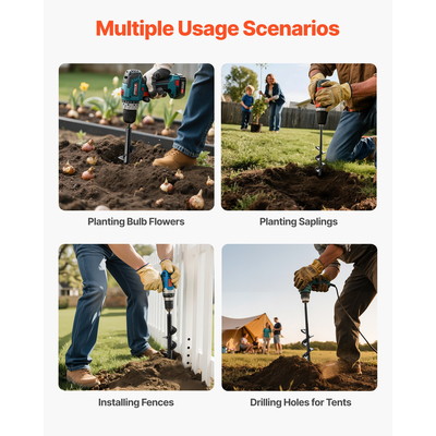 VEVOR 2 τεμάχια τρυπάνια με τρυπάνι, εργαλείο εκσκαφής τρυπών με σπειροειδή στύλο 11,8" & 8,6