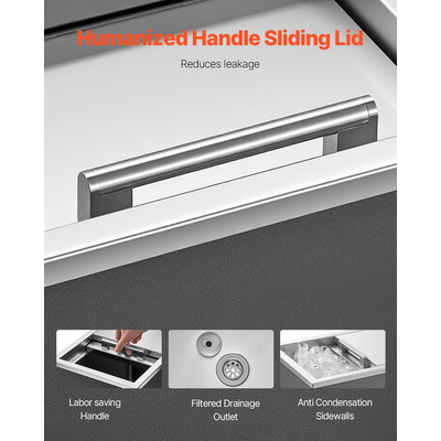 VEVOR 27,1L Ψυγείο πάγου με παγοθήκη από ανοξείδωτο ατσάλι 455x305x385mm