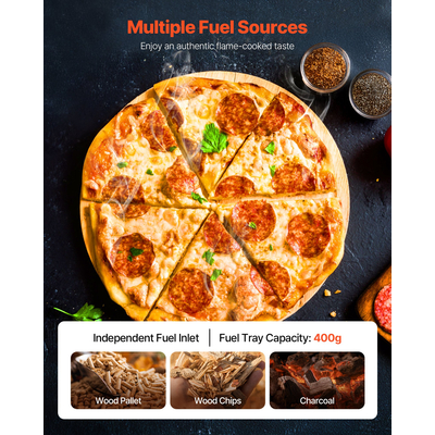 VEVOR Φούρνος Πίτσας Εξωτερικού Χώρου 12" Φορητός Φούρνος Πίτσας με Ξύλο Pellet Σίδερο με Ψεκασμό για Κάμπινγκ