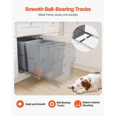 VEVOR Διπλός Δοχείο Απορριμμάτων Κάτω από το Ντουλάπι της Κουζίνας