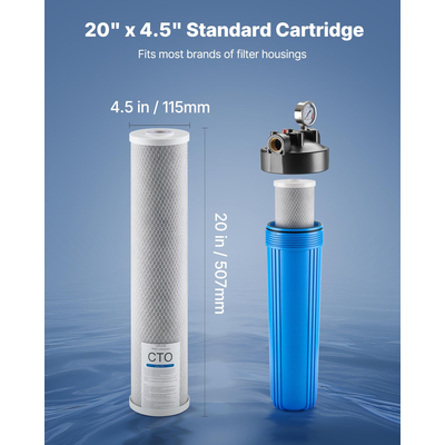 Ανταλλακτικό φίλτρο νερού VEVOR για ολόκληρο το σπίτι, ανταλλακτικό φίλτρο CTO Carbon 4,5"x20" 1 συσκευασία