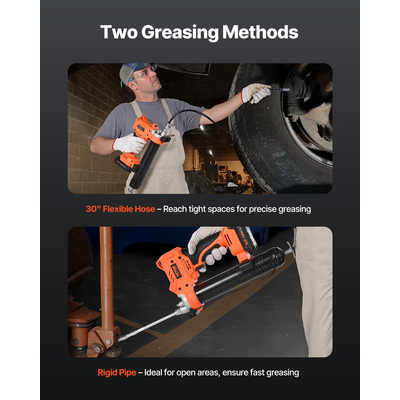 Ασύρματο πιστόλι λίπανσης VEVOR Κιτ πιστολιού λίπανσης 20V με μπαταρία 2,0 Ah Σωλήνας 35,4 ιντσών