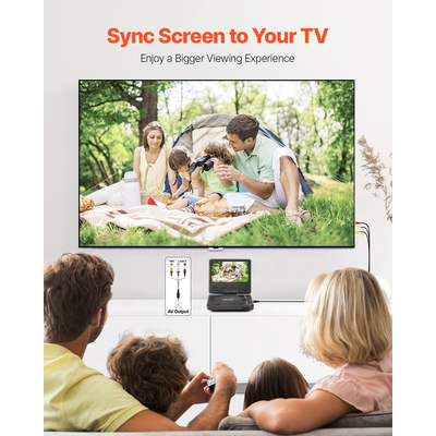 Φορητή συσκευή αναπαραγωγής DVD VEVOR με περιστρεφόμενη οθόνη 178 mm, ενσωματωμένη μπαταρία 4 ωρών