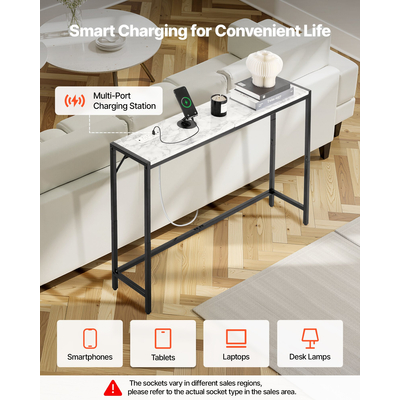 Τραπέζι κονσόλας VEVOR από μάρμαρο Μοντέρνο στενό μακρύ τραπέζι κονσόλας με πρίζα