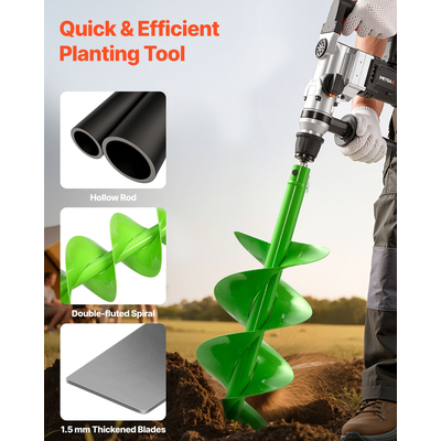 Τρυπάνι VEVOR με τρυπάνι 7,87 x 31,1 ίντσες, εργαλείο φύτευσης με σπειροειδή στύλο