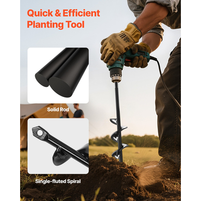 Τρυπάνι VEVOR με τρυπάνι 1,57 x 8,67 ίντσες, εργαλείο φύτευσης με σπειροειδή στύλο