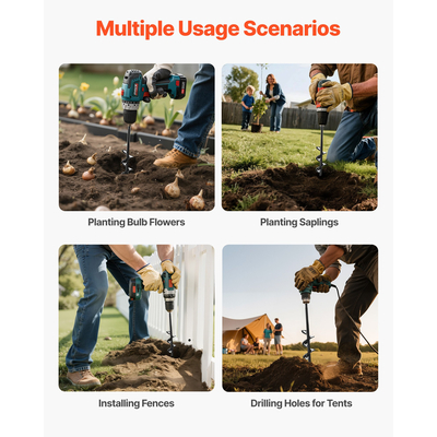 Τρυπάνι VEVOR με τρυπάνι 1,57 x 8,67 ίντσες, εργαλείο φύτευσης με σπειροειδή στύλο