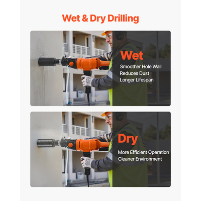 VEVOR Τρυπάνι με διαμαντένιο πυρήνα, φορητό τρυπάνι σκυροδέματος με πυρήνα 8 ιντσών, διάμετρος 1500W