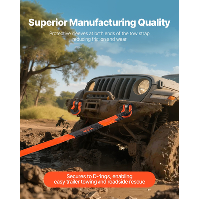Καλώδιο ρυμούλκησης αυτοκινήτου VEVOR, σχοινί ρυμούλκησης 36000 λίβρες, 30 πόδια, 3 ίντσες, έκτακτης ανάγκης, βαρέως τύπου
