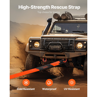 Σχοινί ρυμούλκησης αυτοκινήτου VEVOR, ιμάντας ρυμούλκησης 36000 lbs 8 ft, ιμάντας έκτακτης ανάγκης βαρέως τύπου