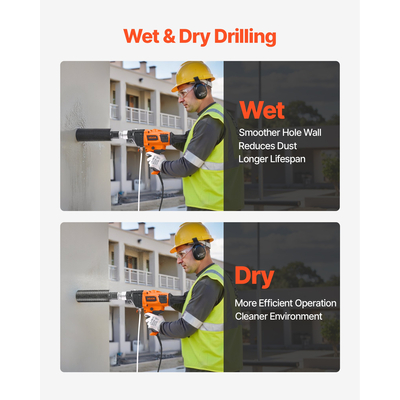 VEVOR Τρυπάνι με διαμαντένιο πυρήνα, φορητό τρυπάνι σκυροδέματος με πυρήνα 6,3 ιντσών 2000W