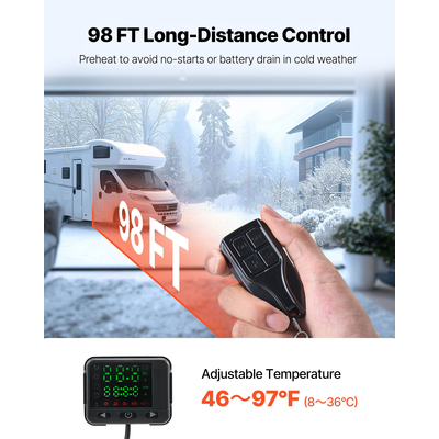 Θερμαντήρας Diesel VEVOR Θερμαντήρας αέρα Diesel Θερμαντήρας στάθμευσης Diesel 8 kW DC 12-24 V 10L Δεξαμενή καυσίμου Ταχείας θέρμανσης Φορητή θερμαντική συσκευή Diesel για εξωτερικούς χώρους και χειμερινές ανάγκες