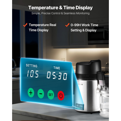 VEVOR Αποστακτήρας Νερού 6L Οικιακός Καθαριστής Πάγκου 900W από Ανοξείδωτο Ατσάλι