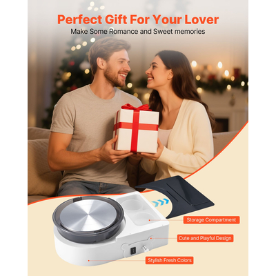 VEVOR Μίνι Τροχός Κεραμικής Ηλεκτρικός Τροχός Πήλινου Σπιτιού για Παιδιά και Ενήλικες 158 mm Λευκός