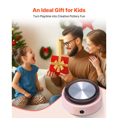 VEVOR Μίνι Τροχός Κεραμικής Ηλεκτρικός Τροχός Πήλινου Σπιράλ για Παιδιά 158 mm Ροζ