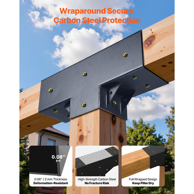 VEVOR Κιτ Βάσης Πέργκολας 4x4 ιντσών Εσωτερική Στήλη Ξυλουργικής DIY 3,5x3,5 3 τεμ.