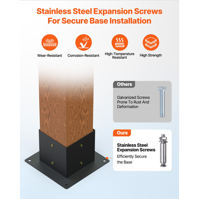 Βάση πέργκολας VEVOR 6x6 ιντσών εσωτερική 5,5x5,5 3 θέσεων, 4 τεμάχια με 4 βάσεις