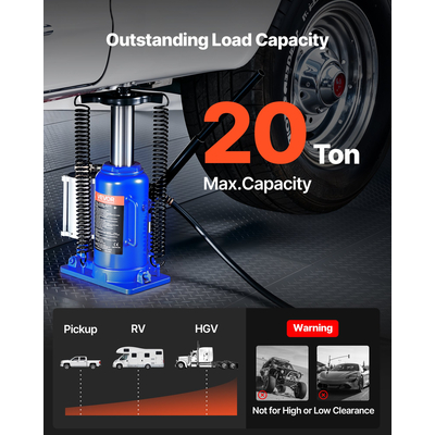 Υδραυλικός γρύλος VEVOR Air με φιάλη, γρύλος υψηλής ανύψωσης 20 τόνων (44092 λίβρες) επισκευής αυτοκινήτου, μπλε