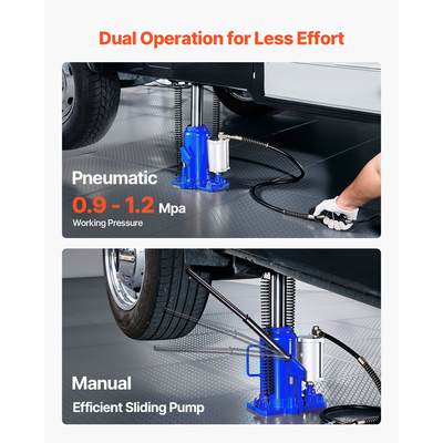 Υδραυλικός γρύλος VEVOR Air με φιάλη, γρύλος υψηλής ανύψωσης 20 τόνων (44092 λίβρες) επισκευής αυτοκινήτου, μπλε