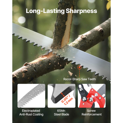 VEVOR Χειροκίνητο πριόνι με επεκτεινόμενο κλαδευτήρι δέντρων με κοντάρι 118-809,3 cm με ψαλίδι