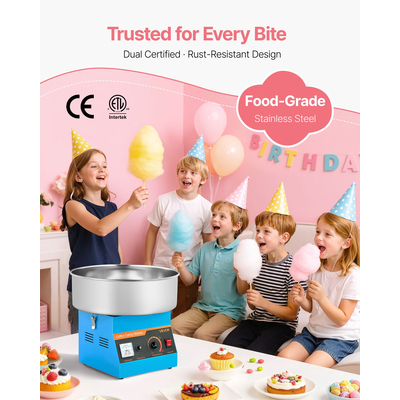 VEVOR Εμπορική Μηχανή Μαλλί της Βαμβακιού Ηλεκτρική Μηχανή Ζαχαρόπαστας 1000W Μπλε