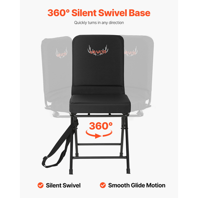Καρέκλα κυνηγιού VEVOR, περιστρεφόμενη 360°, πτυσσόμενη καρέκλα τυφλού με πλάτη από ατσάλινο σκελετό