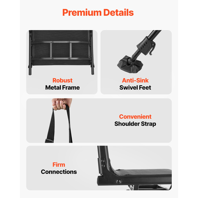 Καρέκλα κυνηγιού VEVOR, αθόρυβη πτυσσόμενη καρέκλα στόριου με περιστρεφόμενη 360° και ρυθμιζόμενα πόδια