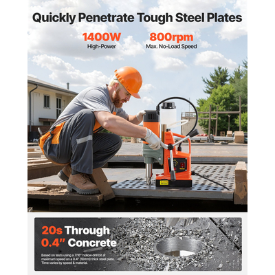 Μαγνητική πρέσα τρυπανιού VEVOR Μαγνητική πρέσα τρυπανιού 1350W 50mm Διάμετρος τρυπήματος 0-800RPM