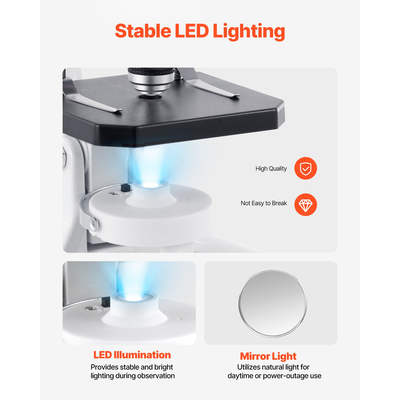 Επαγγελματικό μονοφθάλμιο σύνθετο μικροσκόπιο VEVOR με μεγέθυνση 40-2000X