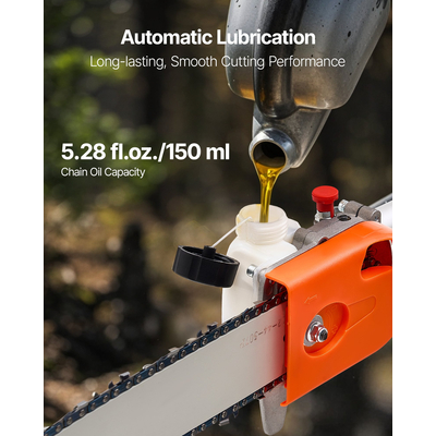 Πριόνι αερίου VEVOR με περιστρεφόμενη κεφαλή 43CC 2-χρονο κλαδευτήρι δέντρων 12 ιντσών με ράβδο κοπής