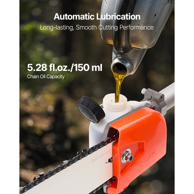 VEVOR Αερόβιο Πριόνι με Κοντάρι 52CC 2-Χρονικό Ασύρματο Χλοοκοπτικό Δέντρων με Μπάρα Κοπής 14 ιντσών