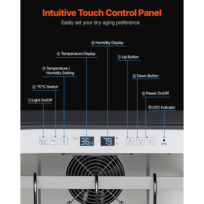 Ψυγείο ξηρής ωρίμανσης VEVOR 45 KG για μπριζόλες Ψυγείο ξηρής ωρίμανσης για κρέας για το σπίτι