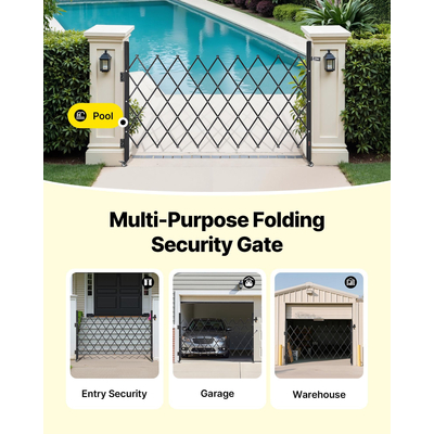 Πτυσσόμενη Πόρτα Ασφαλείας VEVOR Μονή Πτυσσόμενη Πόρτα Ασφαλείας με Κλείδωμα Ψαλιδιού 74,80 x 51,57 ίντσες (ΠxΥ)