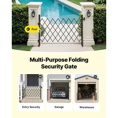 Πτυσσόμενη Πόρτα Ασφαλείας VEVOR Μονή Πτυσσόμενη Πόρτα Ασφαλείας με Κλείδωμα Ψαλιδιού 66,93 x 51,57 ίντσες (ΠxΥ)