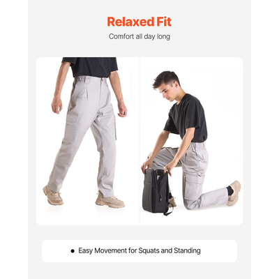 Παντελόνι VEVOR FR για άνδρες, ανθεκτικό στη φλόγα, παντελόνι cargo με πολλές τσέπες, μέγεθος L, γκρι