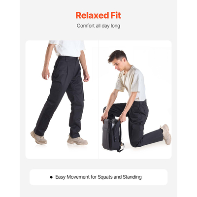 Παντελόνι VEVOR FR για άνδρες, ανθεκτικό στη φλόγα, παντελόνι cargo με πολλαπλές τσέπες, XXL, μέγεθος μαύρο