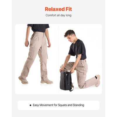 Παντελόνι VEVOR FR για άνδρες, ανθεκτικό στη φλόγα, παντελόνι cargo με πολλές τσέπες, μέγεθος L, χακί