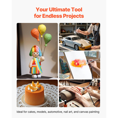 Κιτ Αερογράφου VEVOR Κιτ Αερογράφου 1/6 HP Αεροσυμπιεστής 3 Αερογράφοι Δεξαμενή 3 Ρύγχων