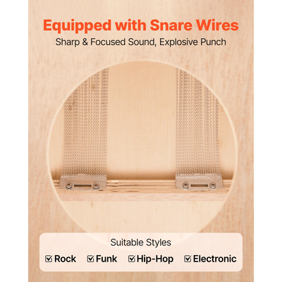 VEVOR Ξύλινο κρουστό όργανο Cajon Box Drum από ξύλο σημύδας με σύρματα ταμπούρου