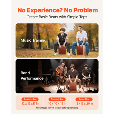 VEVOR Ξύλινο κρουστό όργανο Cajon Box Drum από ξύλο σημύδας με σύρματα ταμπούρου