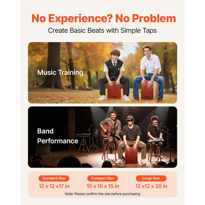 VEVOR Cajon Box Drum από ξύλο σημύδας, χορδές κιθάρας για κρουστά όργανα, τσάντα ταξιδιού