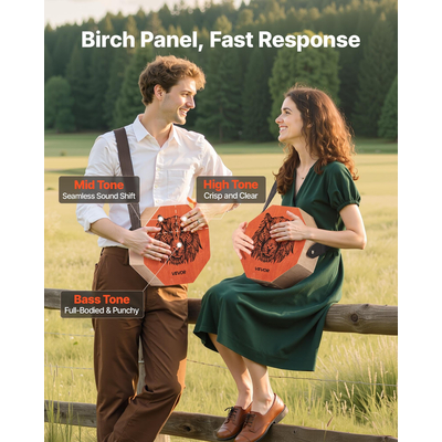 VEVOR Μοναδικό Κουτί Κρουστών από Ξύλο Σημύδας με Χορδές Κιθάρας