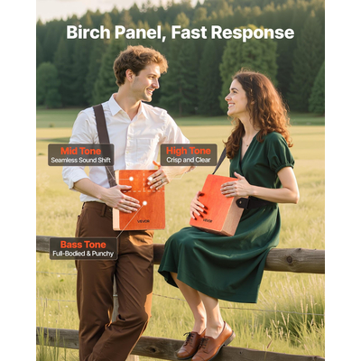 VEVOR Cajon Box Ξύλινο Κρουστό Όργανο με Χορδές Κιθάρας Τσάντα Ταξιδιού