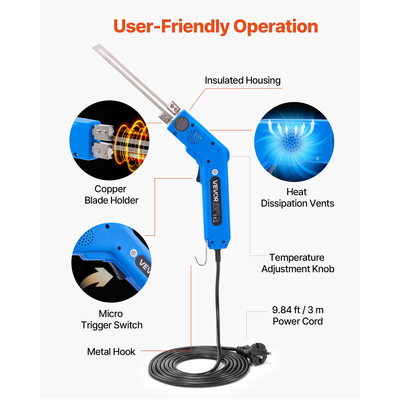 Κόφτης αφρού VEVOR με θερμό μαχαίρι 200W 50℉ - Κιτ ηλεκτρικών εργαλείων κοπής αφρού 500℉