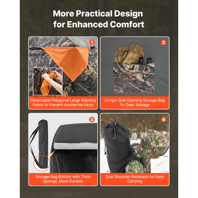 Φορητό στόρι κυνηγιού VEVOR, διαφανές στόρι εδάφους για ελάφια, τσάντα μεταφοράς 2-3 ατόμων