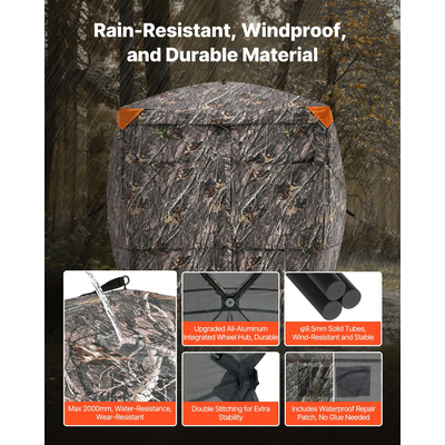 Φορητό στόρι κυνηγιού VEVOR, διαφανές στόρι εδάφους για ελάφια, τσάντα μεταφοράς 4-5 ατόμων