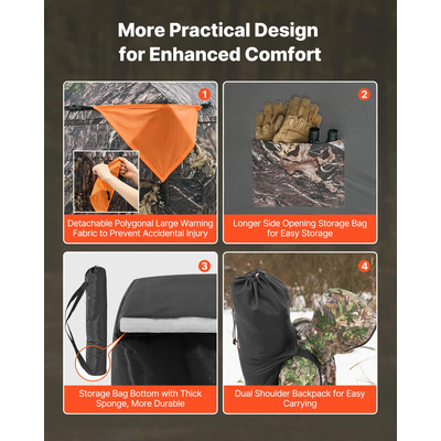 Φορητό στόρι κυνηγιού VEVOR, διαφανές στόρι εδάφους για ελάφια, τσάντα μεταφοράς 4-5 ατόμων
